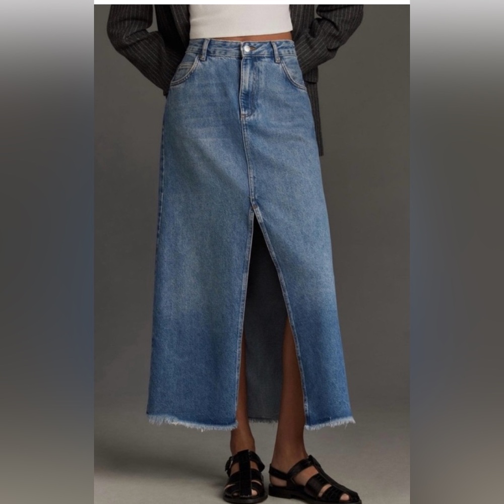 Anthropologie Pilcro Blue Denim Maxi Skirt SZ 0